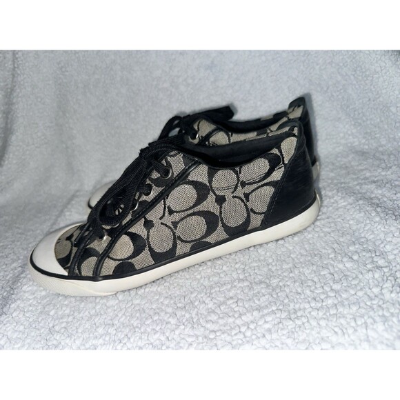 Coach Barrett Signature Logo Women's Sneakers Size 8.5b Black Gray Low Top - Picture 3 of 9